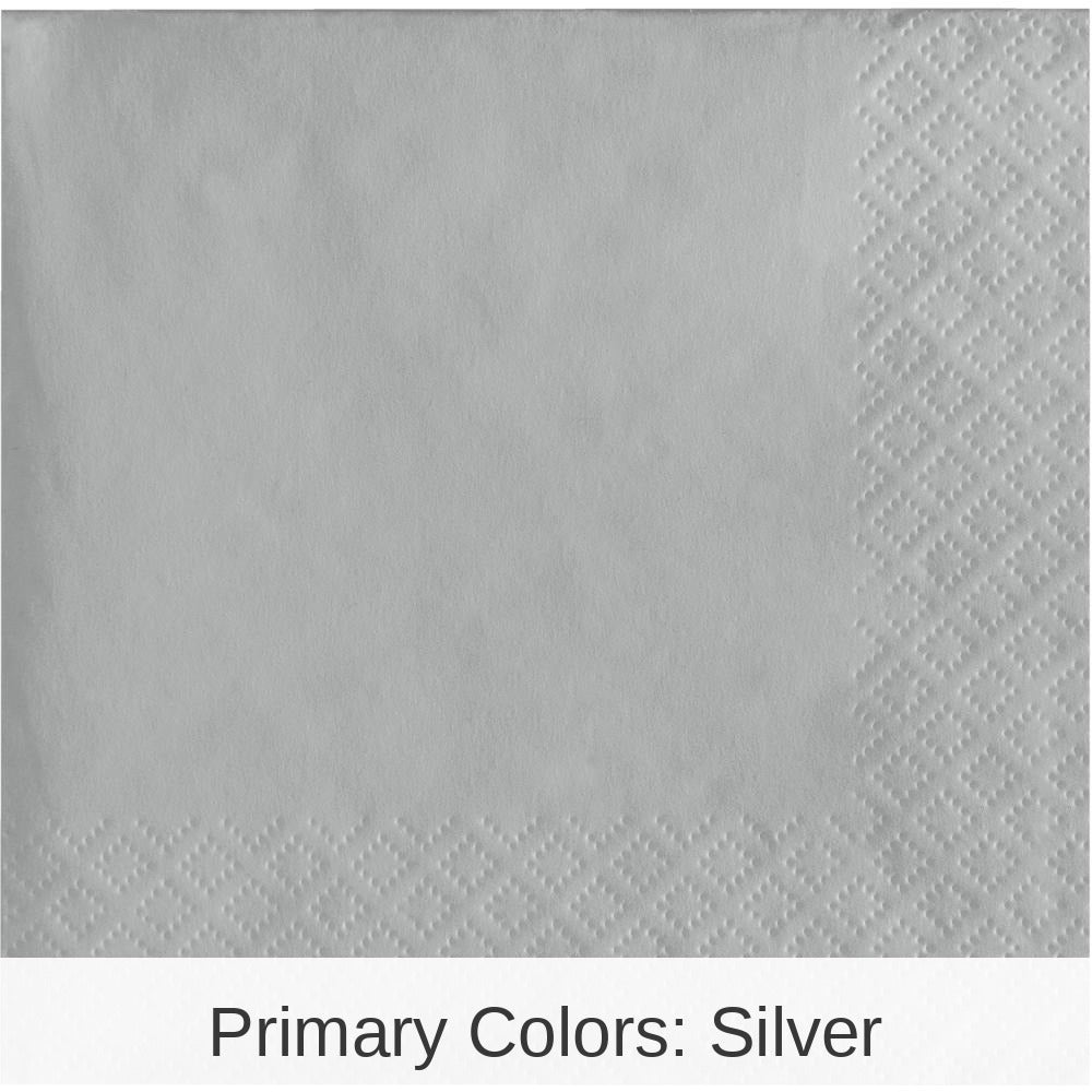 600/Case Bulk Shimmering Silver 2 ply Beverage Napkins