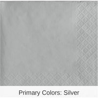 600/Case Bulk Shimmering Silver 2 ply Beverage Napkins