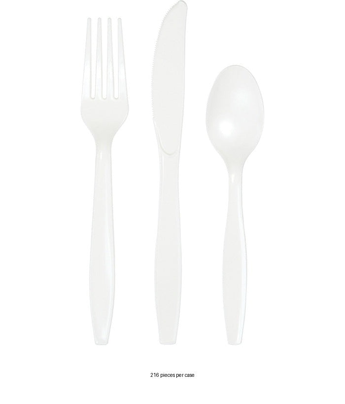 216/Case Bulk White Value Friendly Assorted Plastic Cutlery