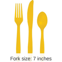 216/Case Bulk School Bus Yellow Value Friendly Assorted Plastic Cutlery