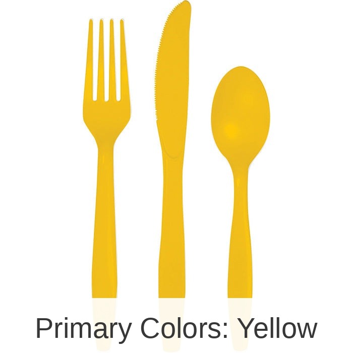 216/Case Bulk School Bus Yellow Value Friendly Assorted Plastic Cutlery