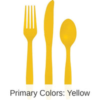 216/Case Bulk School Bus Yellow Value Friendly Assorted Plastic Cutlery