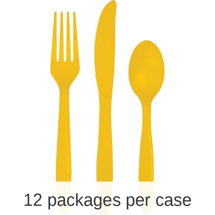 216/Case Bulk School Bus Yellow Value Friendly Assorted Plastic Cutlery