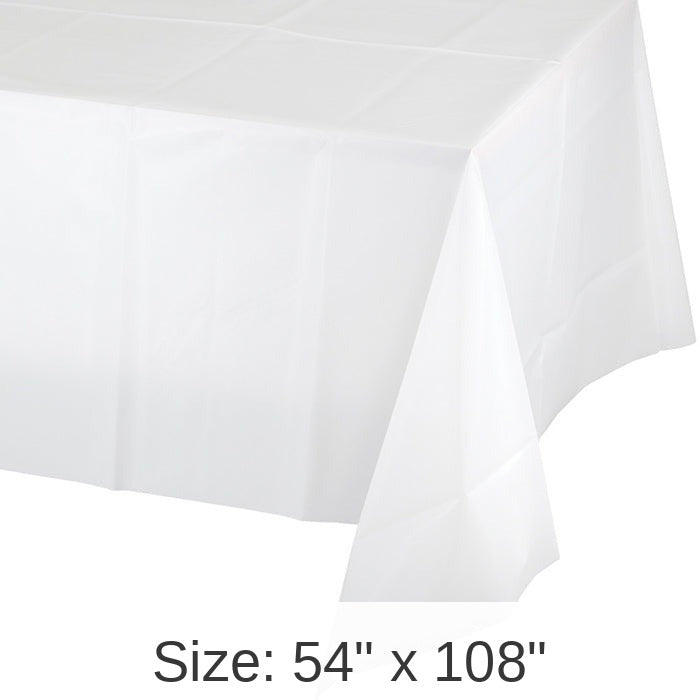 12/Case Bulk White Value Friendly Plastic Table Cover