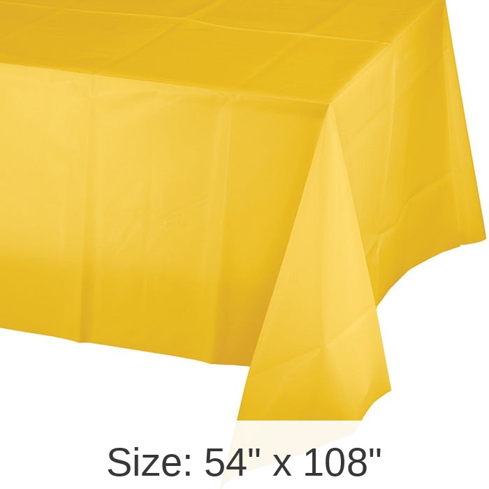 12/Case Bulk School Bus Yellow Value Friendly Plastic Table Cover