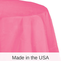 12/Case Bulk Candy Pink Round Paper Table Covers 82 inch 82 inch