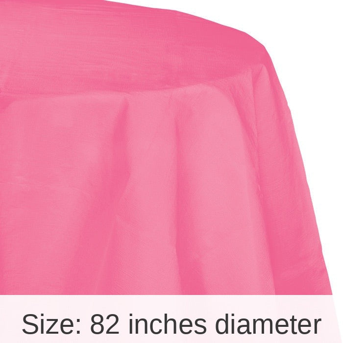 12/Case Bulk Candy Pink Round Paper Table Covers 82 inch 82 inch
