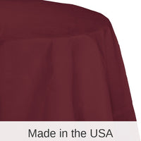 12/Case Bulk Burgundy Round Paper Table Covers 82 inch 82 inch