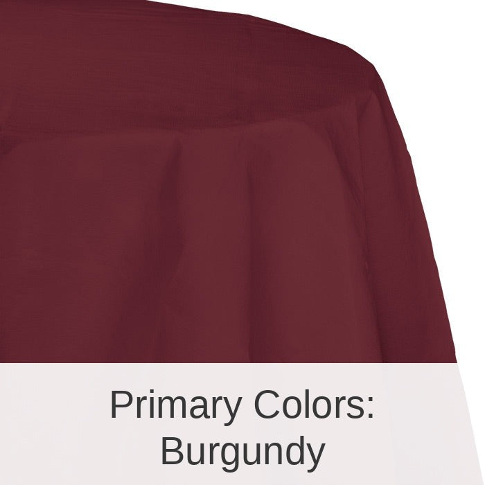 12/Case Bulk Burgundy Round Paper Table Covers 82 inch 82 inch