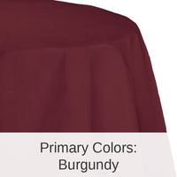 12/Case Bulk Burgundy Round Paper Table Covers 82 inch 82 inch