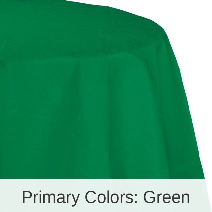 12/Case Bulk Emerald Green Round Paper Table Covers 82 inch