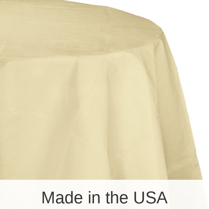12/Case Bulk Ivory Round Paper Table Covers 82 inch
