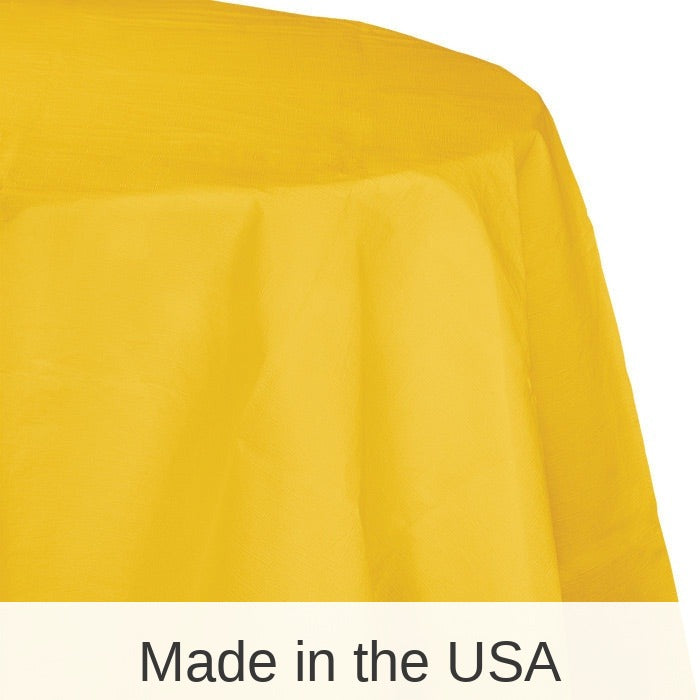 12/Case Bulk School Bus Yellow Round Paper Table Covers 82 inch