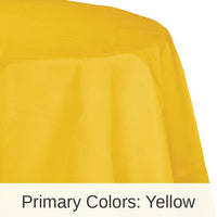 12/Case Bulk School Bus Yellow Round Paper Table Covers 82 inch