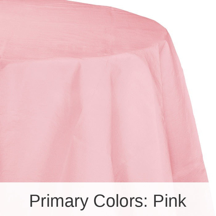 12/Case Bulk Classic Pink Round Paper Table Covers 82 inch 82 inch