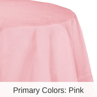 12/Case Bulk Classic Pink Round Paper Table Covers 82 inch 82 inch