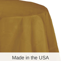 12/Case Bulk Glittering Gold Round Paper Table Covers 82 inch
