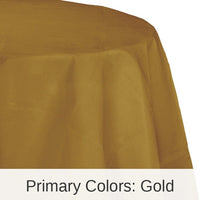 12/Case Bulk Glittering Gold Round Paper Table Covers 82 inch