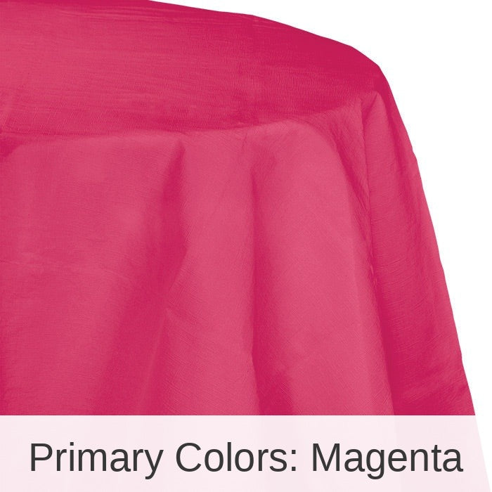 12/Case Bulk Hot Magenta Round Paper Table Covers 82 inch