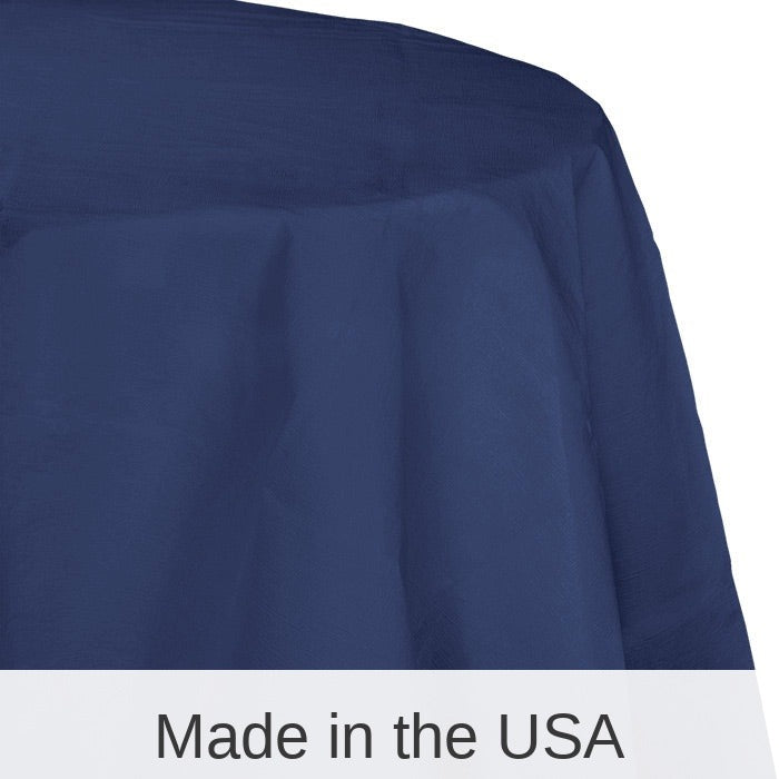 12/Case Bulk Navy Round Paper Table Covers 82 inch