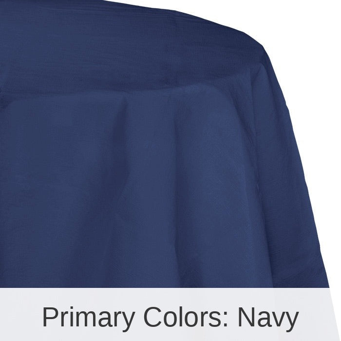 12/Case Bulk Navy Round Paper Table Covers 82 inch