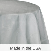 12/Case Bulk Shimmering Silver Round Paper Table Covers 82 inch