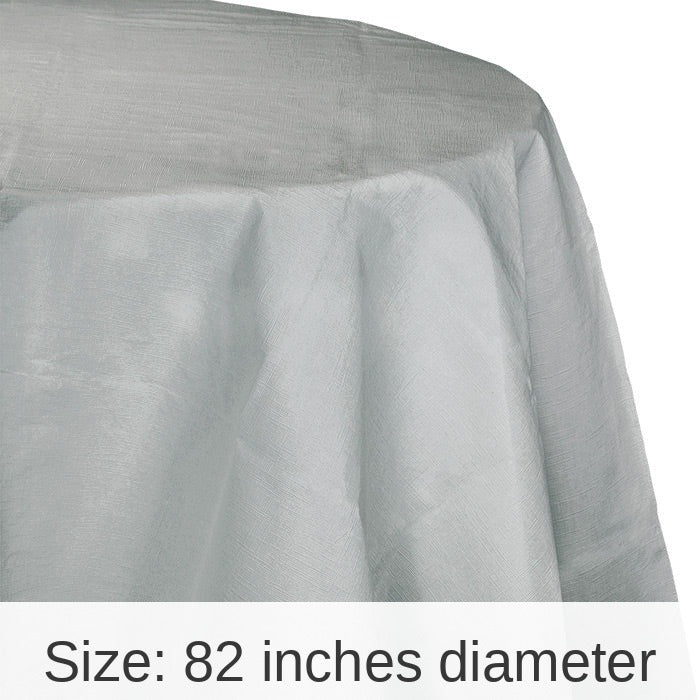 12/Case Bulk Shimmering Silver Round Paper Table Covers 82 inch