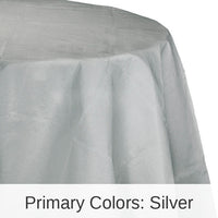 12/Case Bulk Shimmering Silver Round Paper Table Covers 82 inch