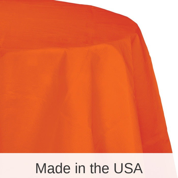 12/Case Bulk Sunkissed Orange Round Paper Table Covers 82 inch