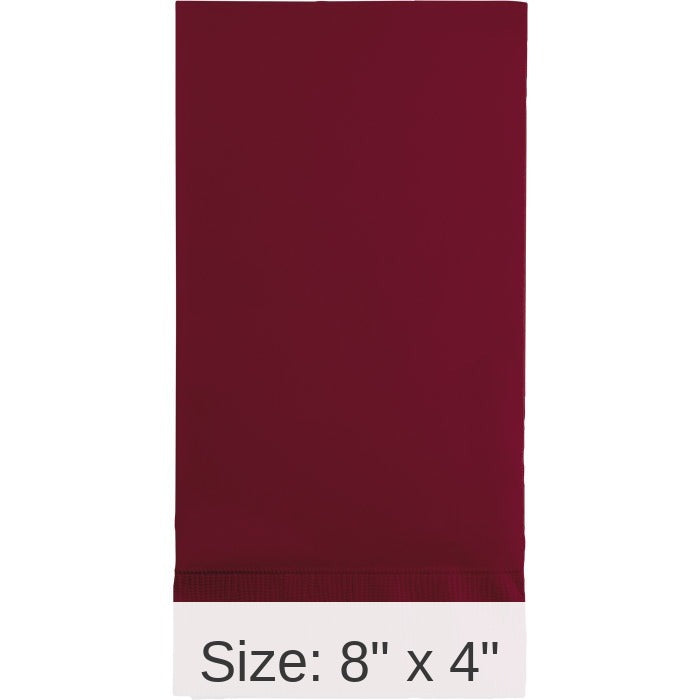 192/Case Bulk Burgundy 3 Ply Guest Towels