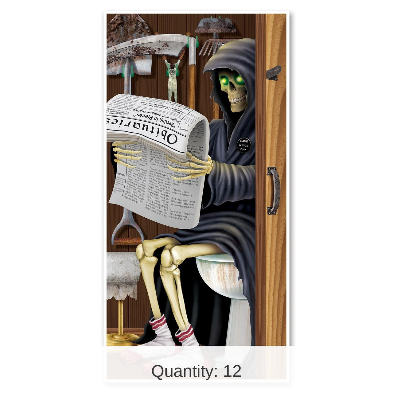 12 Pack Bulk Halloween Grim Reaper Restroom Door Cover