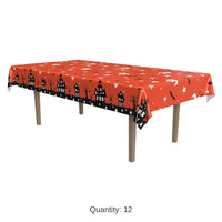 12 Pack Bulk Halloween Haunted House Tablecover