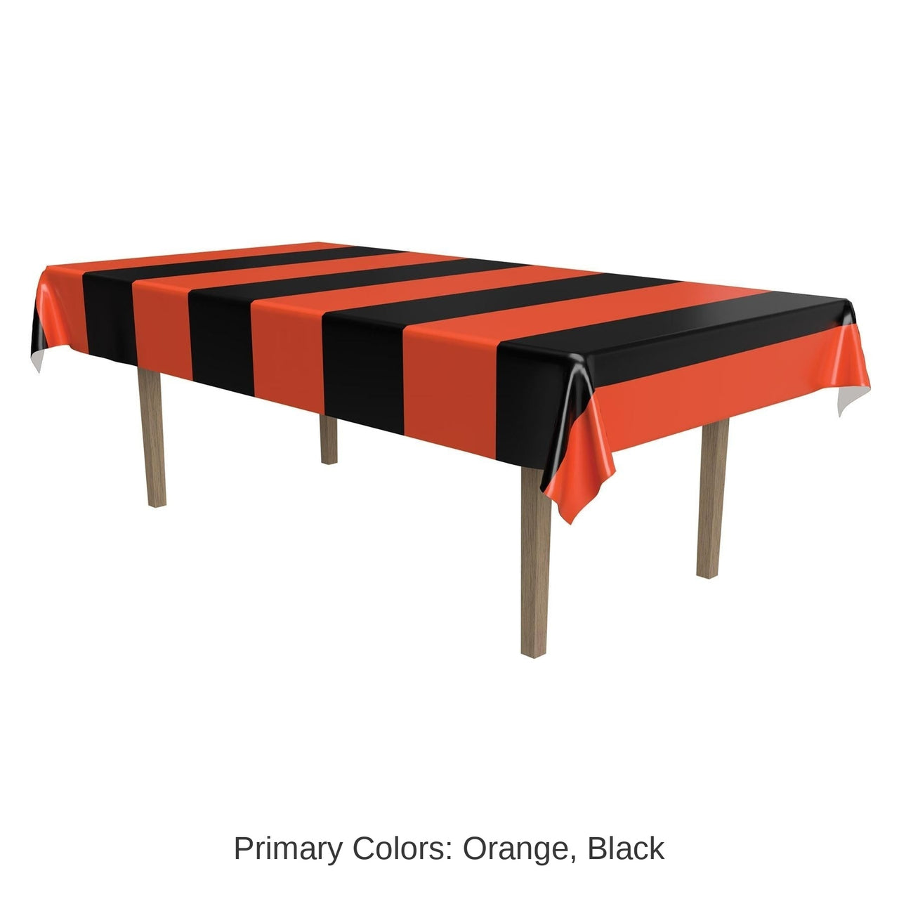 12 Pack Bulk Halloween Orange/Black Stripes Tablecover