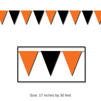 12 Pack Bulk Halloween Orange/Black Pennant Banner
