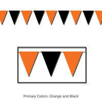 12 Pack Bulk Halloween Orange/Black Pennant Banner