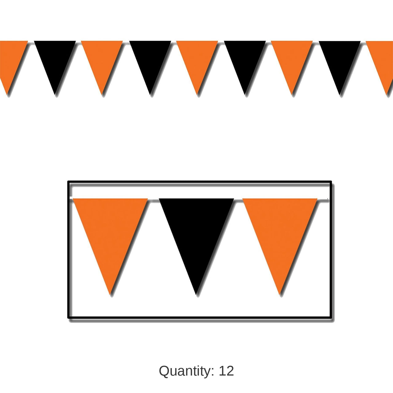 12 Pack Bulk Halloween Orange/Black Pennant Banner