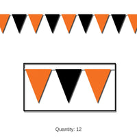 12 Pack Bulk Halloween Orange/Black Pennant Banner