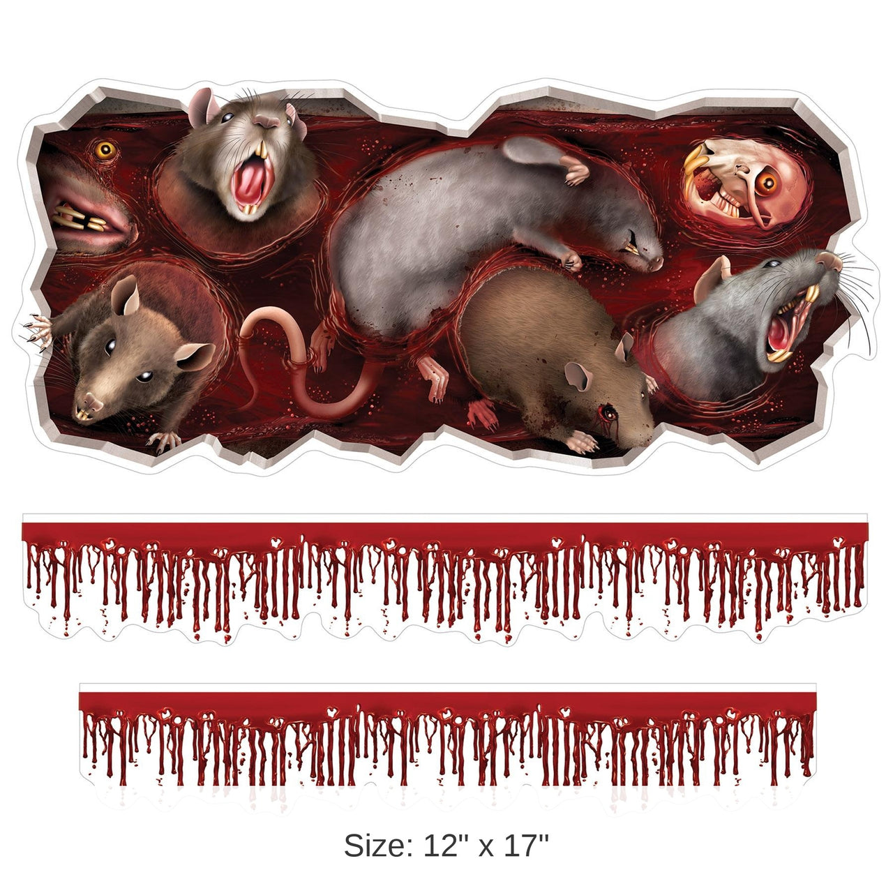 36 Piece Bulk Halloween Bloody Rats Toilet Tank Peel 'N Place Clings