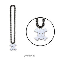 12 Pack Bulk Halloween Chain Bead Necklaces with Skull/Crossbones Medal