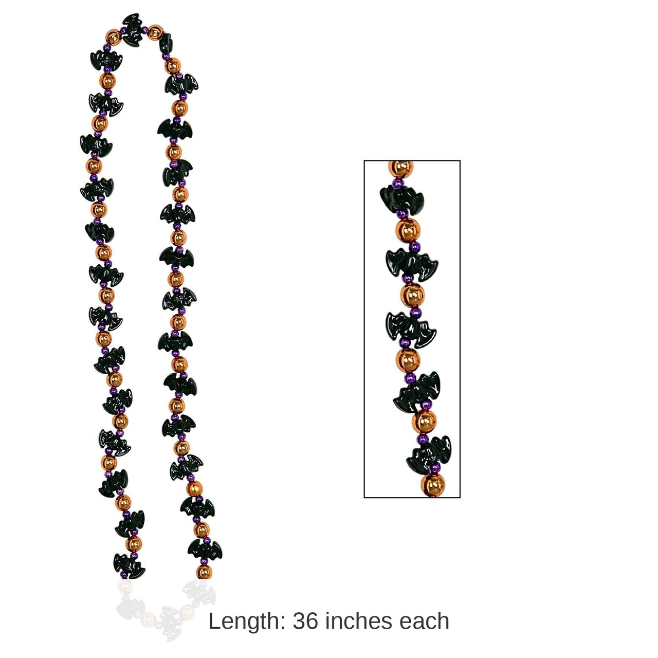 12 Pack Bulk Halloween Bat Bead Necklaces