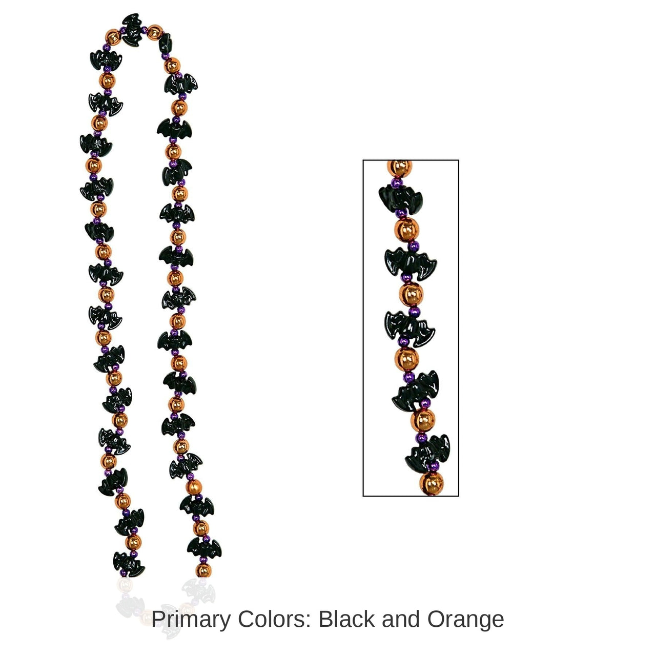 12 Pack Bulk Halloween Bat Bead Necklaces