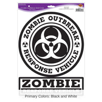 24 Piece Bulk Halloween Zombie Outbreak Response Peel 'N Place Clings