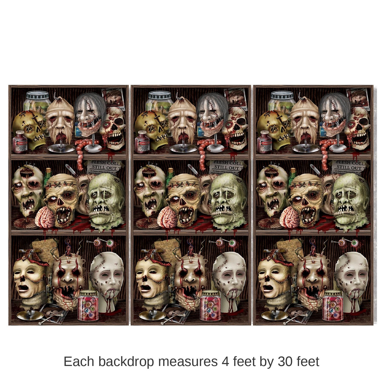 6 Pack Bulk Halloween Scary Heads Backdrop