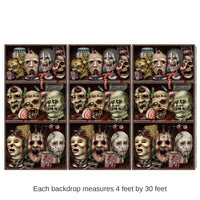 6 Pack Bulk Halloween Scary Heads Backdrop