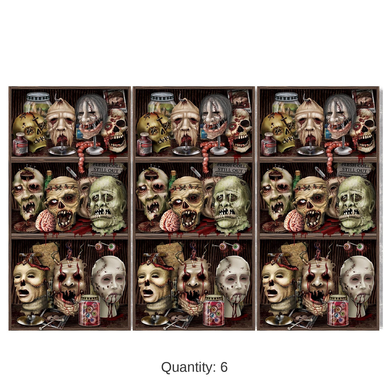 6 Pack Bulk Halloween Scary Heads Backdrop