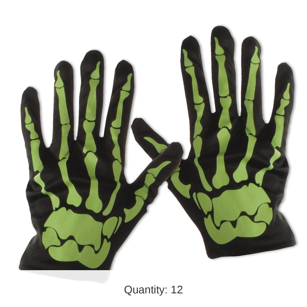 12 Pair Bulk Halloween Nite-Glo Skeleton Gloves