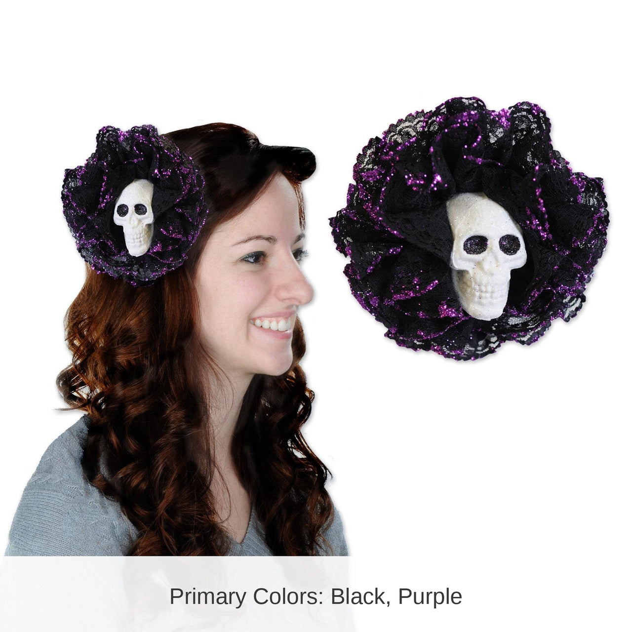 12 Pack Bulk Halloween Skull Hair Clip