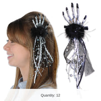 12 Pack Bulk Halloween Skeleton Hand Hair Clip