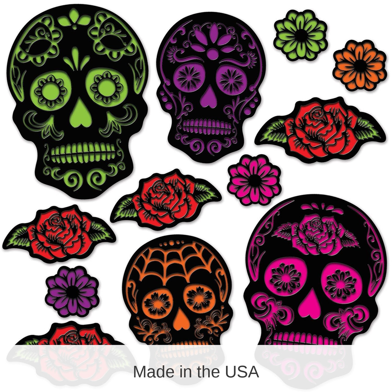 144 Pack Bulk Day Of The Dead Sugar Skull Cutouts