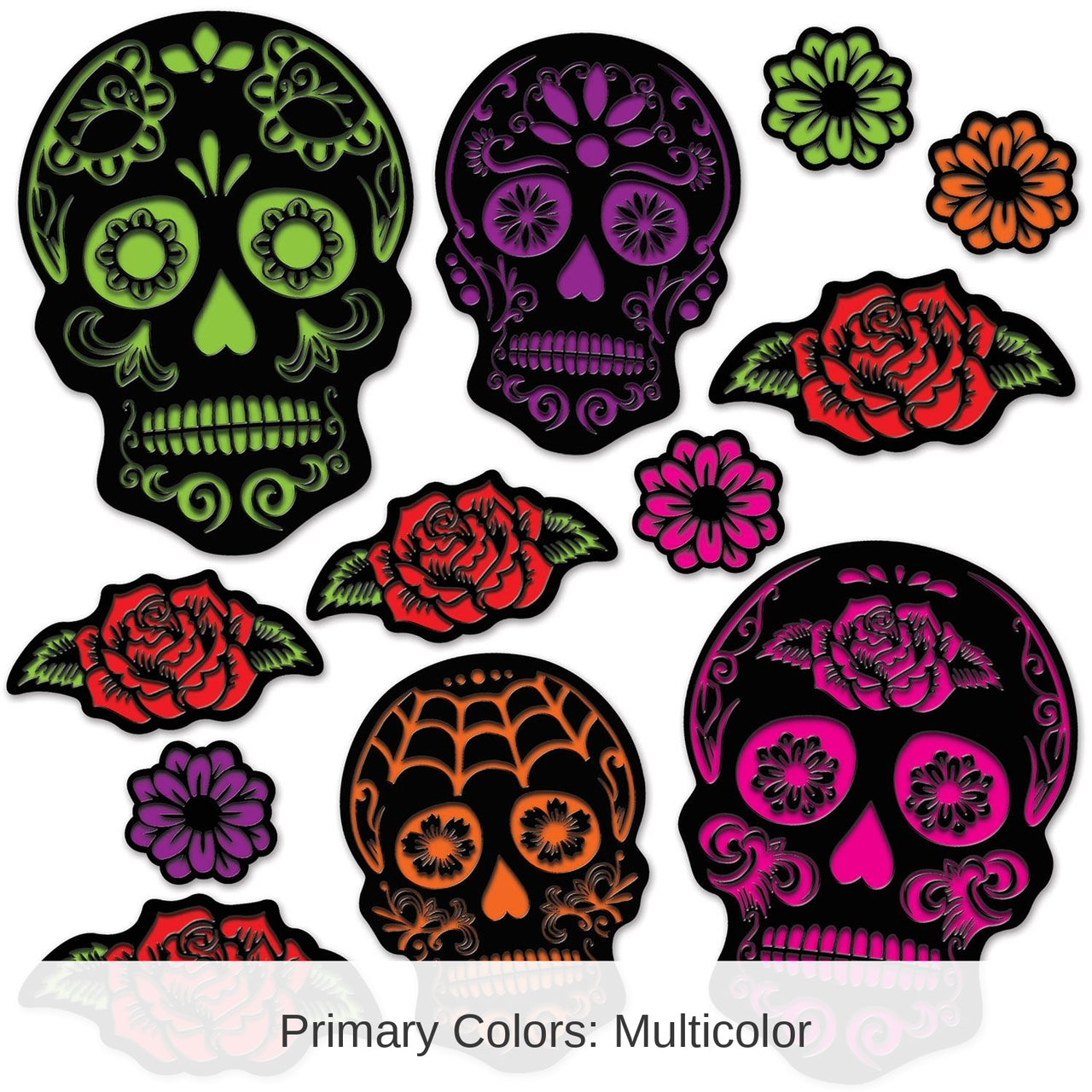 144 Pack Bulk Day Of The Dead Sugar Skull Cutouts
